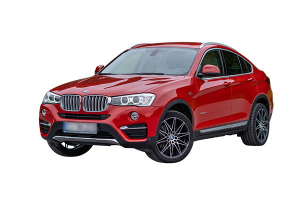 Voiture type SUV rouge marque BMW