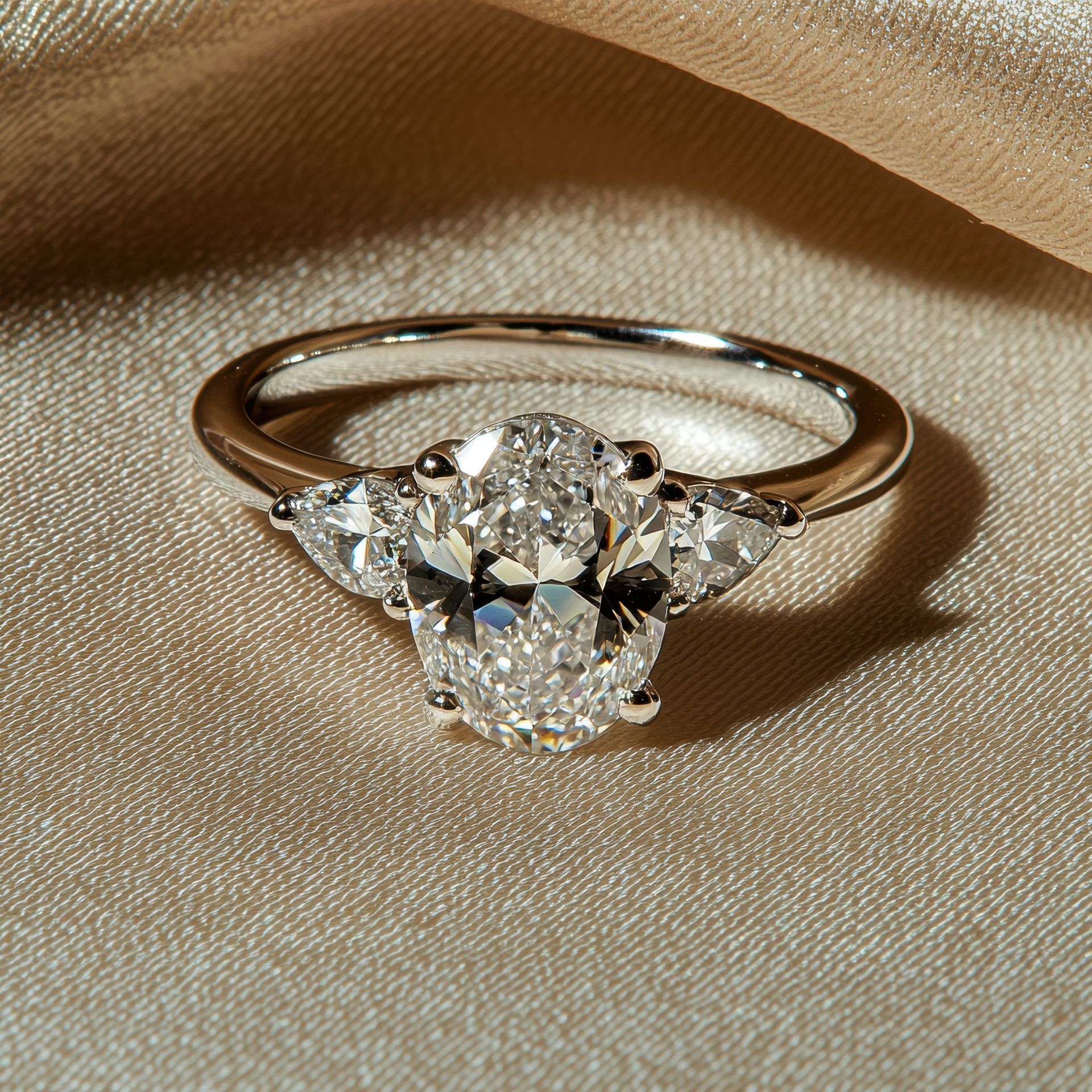 Une bague avec une pierre blanche.