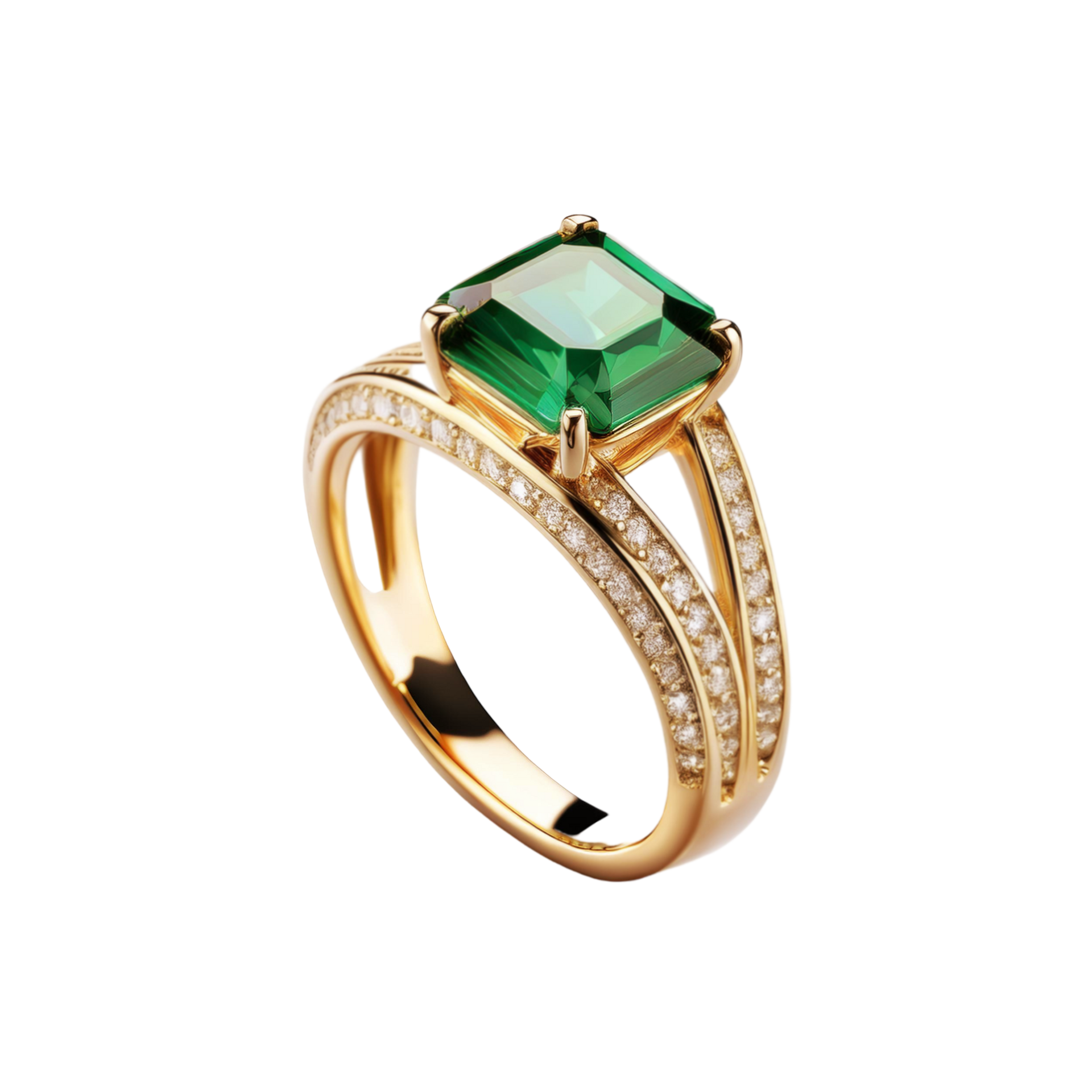 Une bague avec une pierre verte.