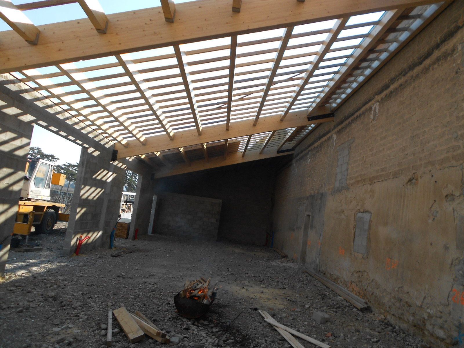 Un pan d'une charpente à fermettes