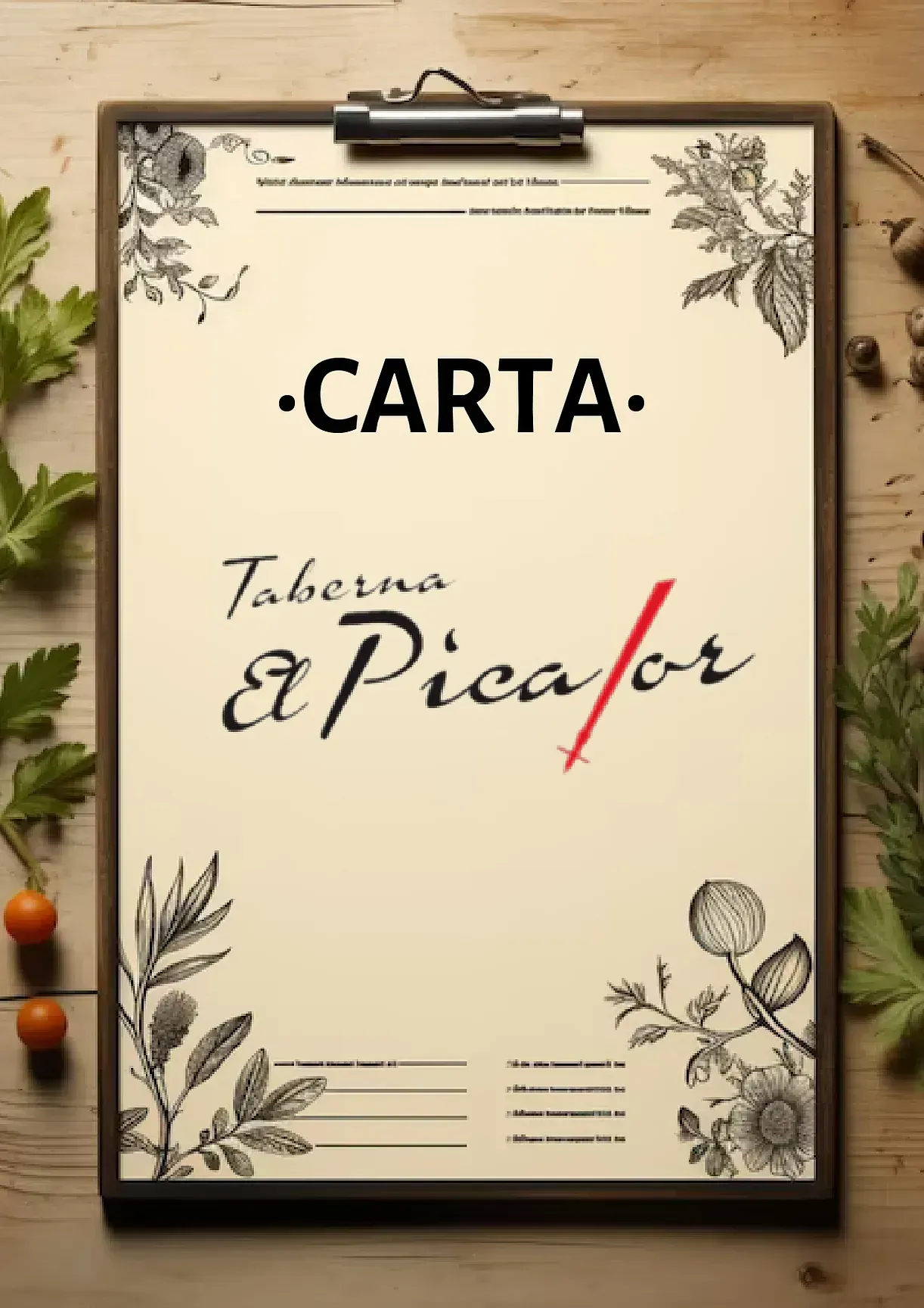 Un portapapeles con la palabra carta en él