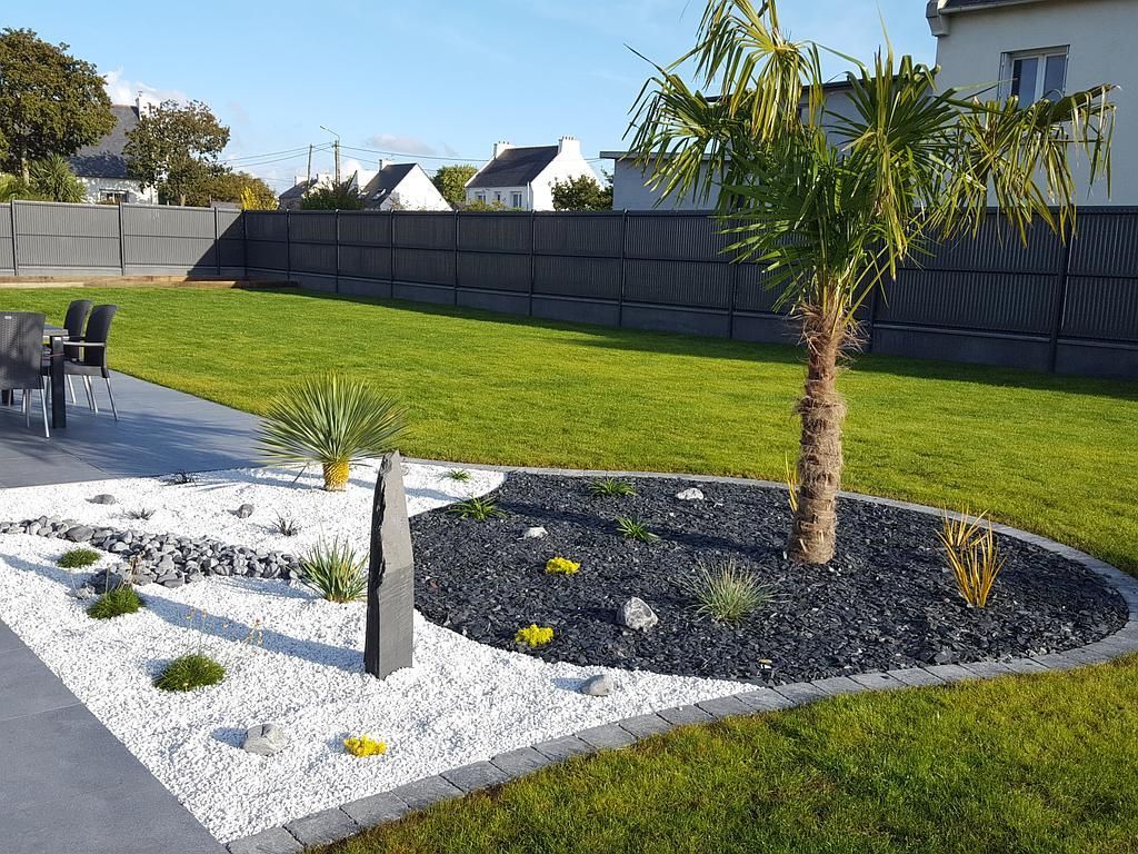 Palmier et cour en pierre