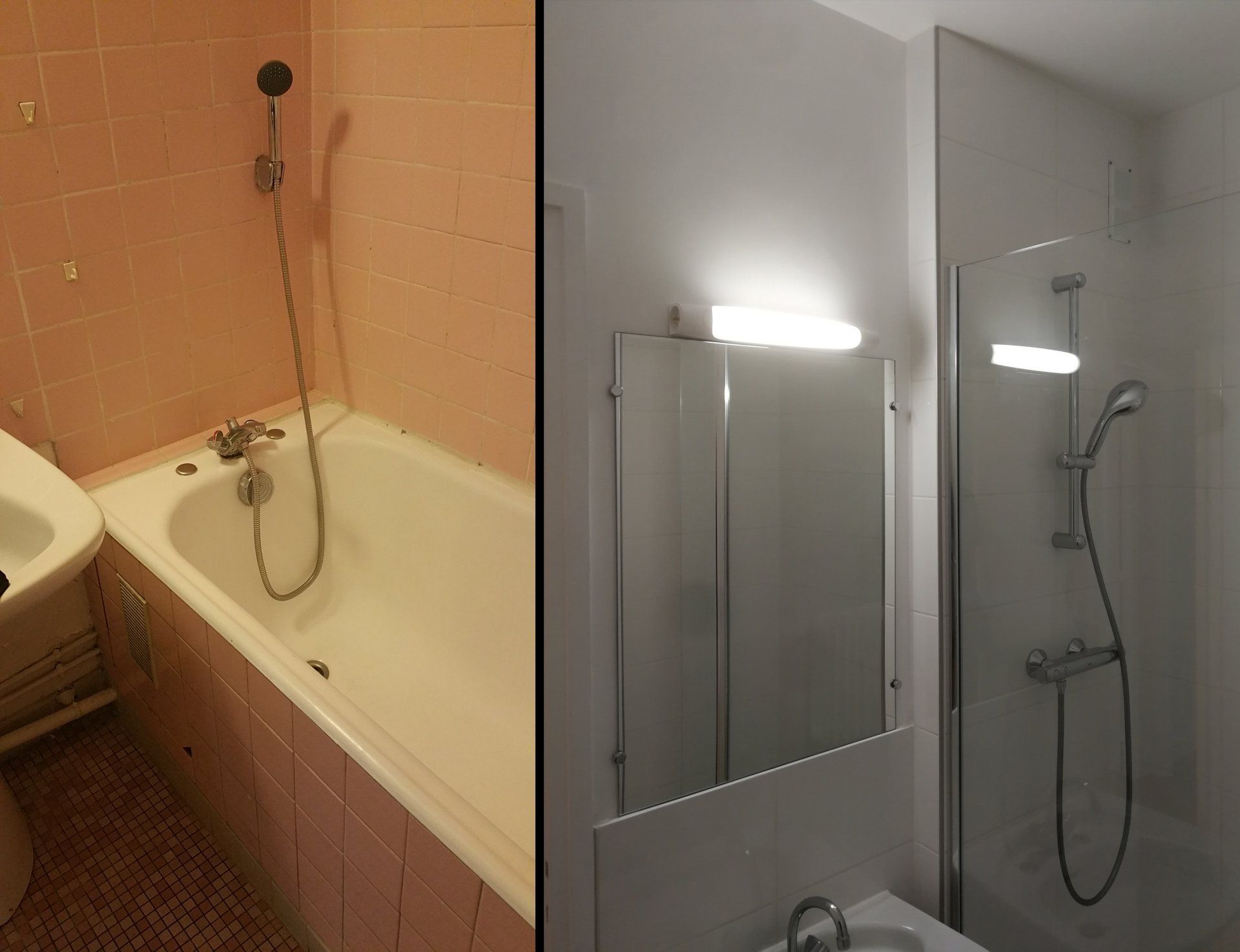 Avant et après la rénovation d'une salle de bains