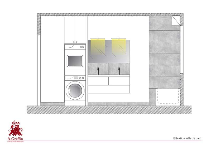 Plan de salle de bains avec électroménager