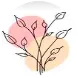 Un dibujo de una planta con hojas sobre un fondo blanco.