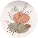 Un dibujo de una flor en un círculo sobre un fondo blanco.