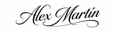 El nombre "Alex Mart&iacute;n" escrito en una elegante tipograf&iacute;a cursiva negra sobre un fondo blanco.