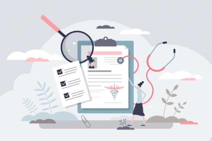 Un document médical avec un stétoscope à côté