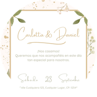 Una invitación de boda en español para Carlotta y Daniel.