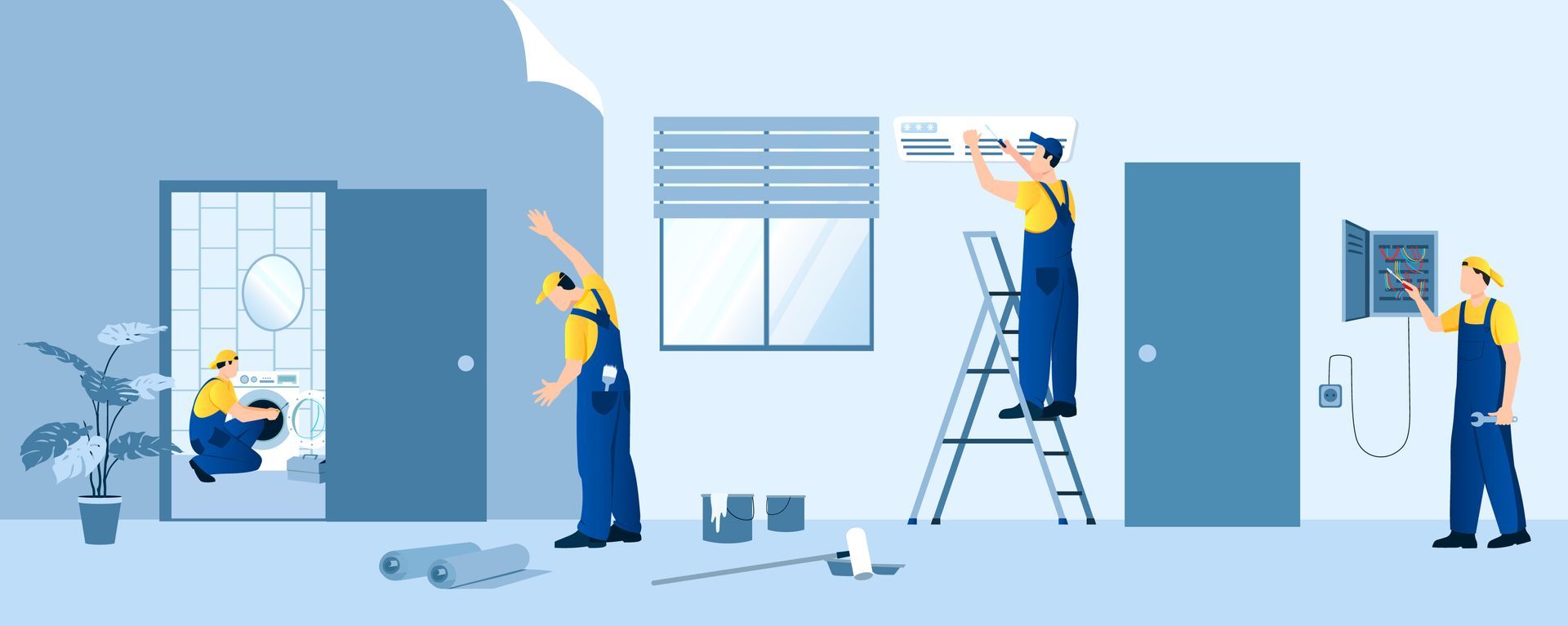 Des ouvriers travaillant dans une piece
