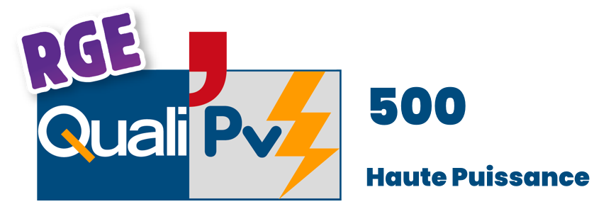 Logo pour QualiPV, une certification d'énergie solaire, avec les logos RGE