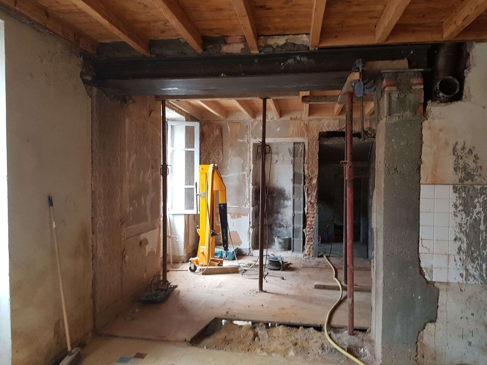 Ouverture de mur porteur pour rénovation, suite des travaux