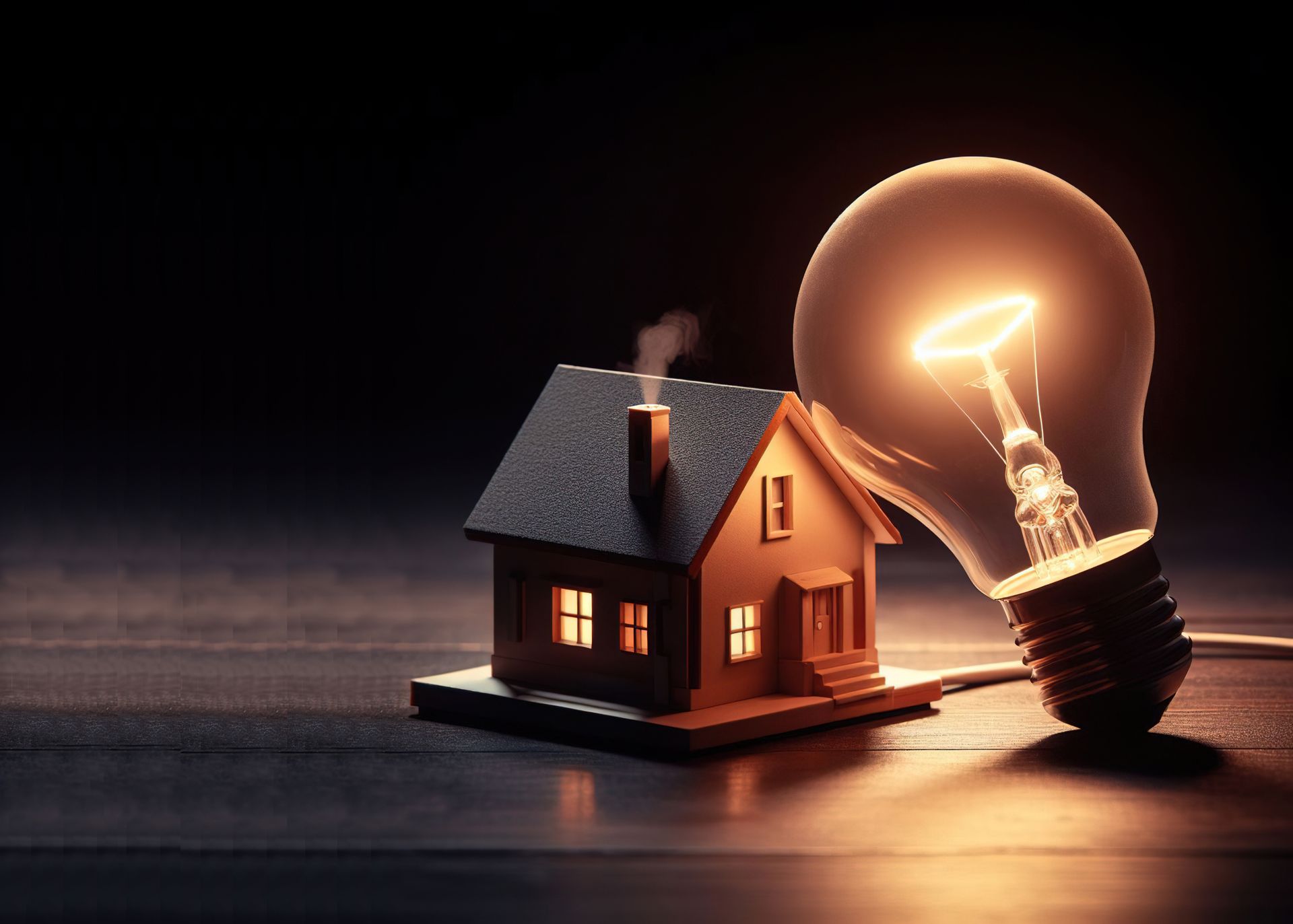 Maison miniature avec ampoule