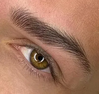 Un primer plano del ojo y las cejas de una persona.