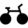 Eine schwarz-weiße Silhouette eines Fahrrads auf weißem Hintergrund.