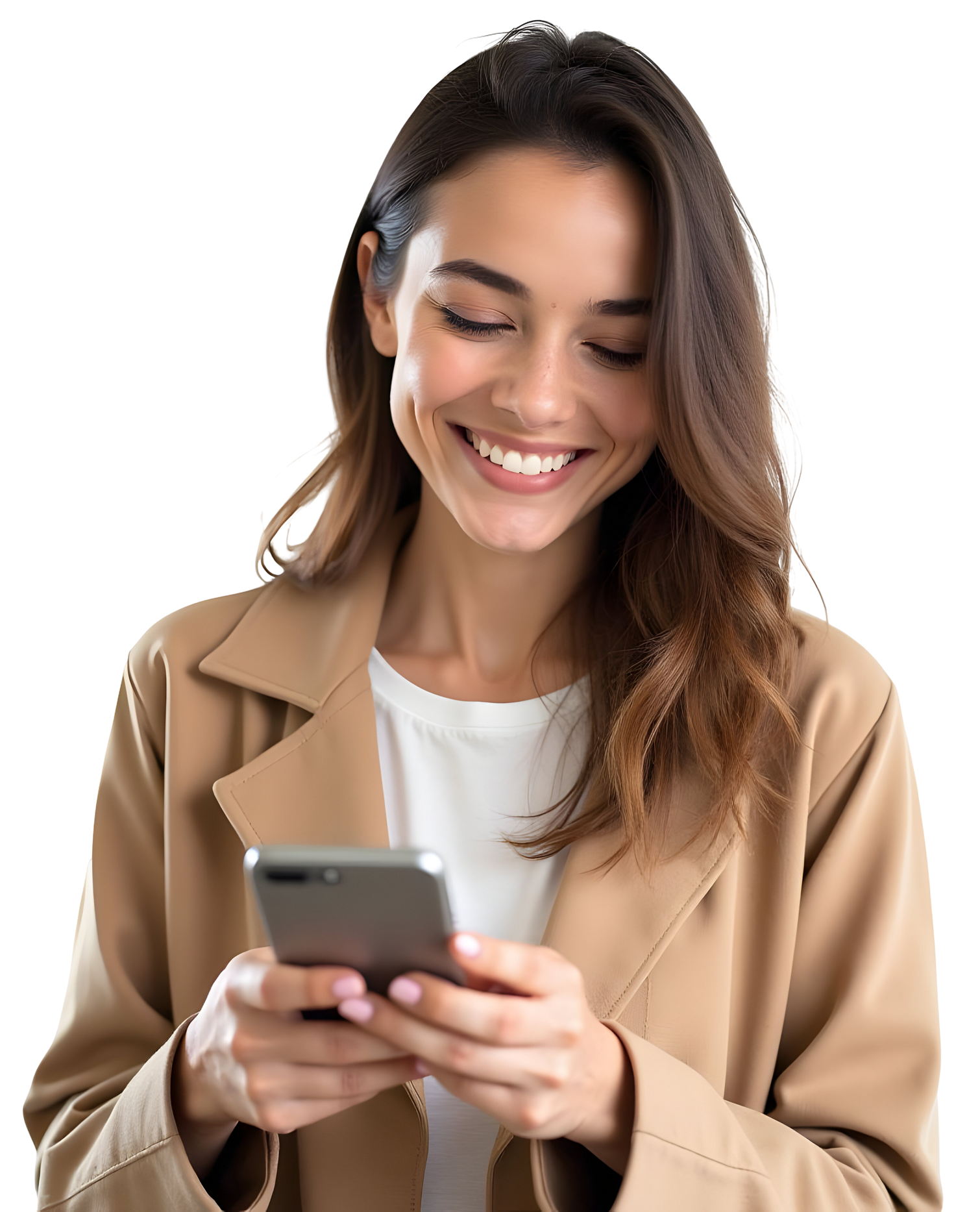 Jeune fille qui appelle avec son téléphone.