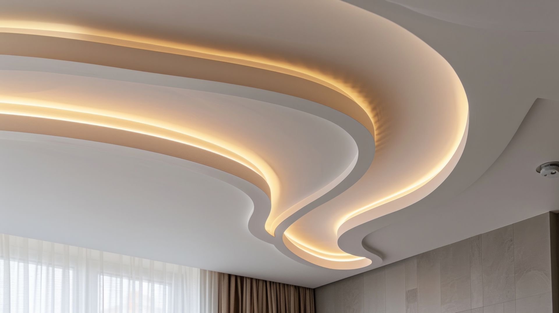 Un faux plafond avec des luminaires.