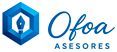 Logotipo para Ofoa Asesores SL en letras plata sobre fondo marrón oscuro.