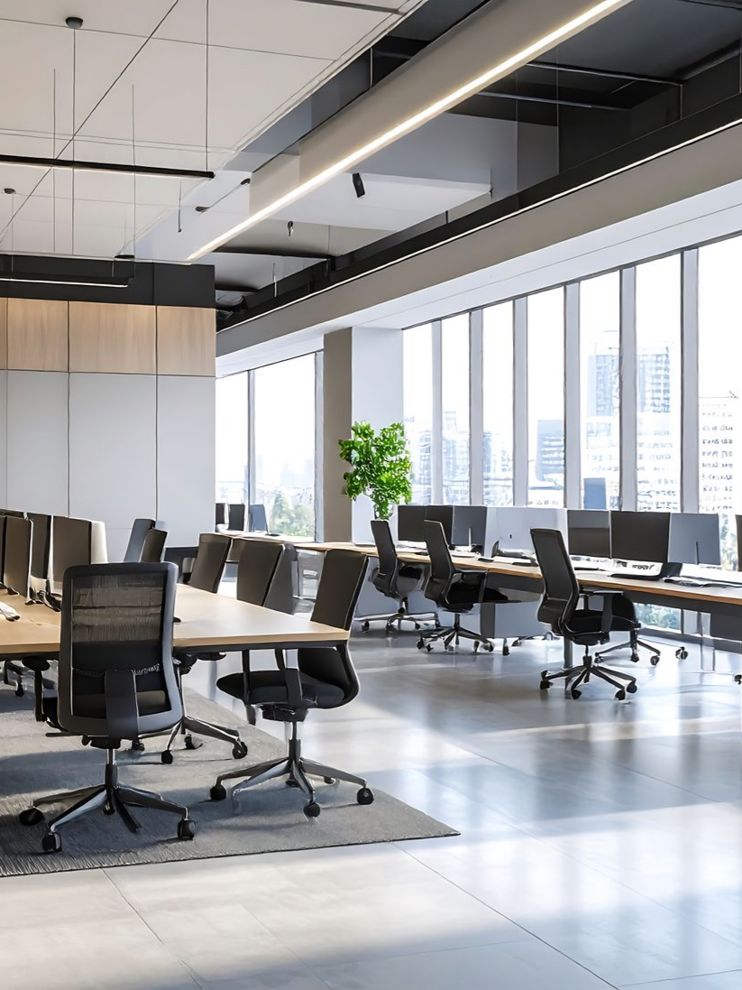 Un open space propre après une désinfection