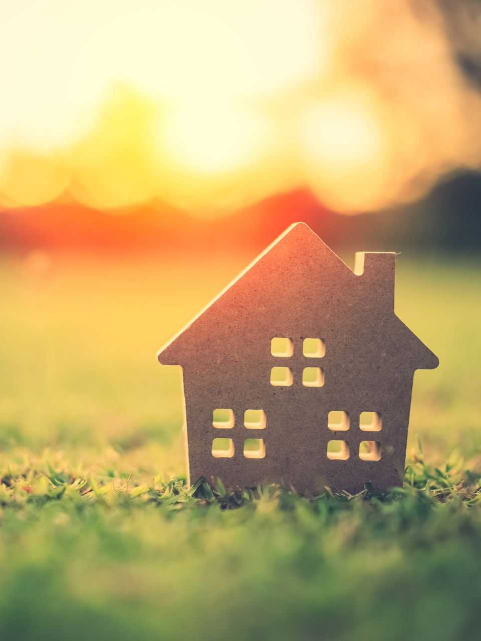 Une photo montrant une fausse maison sur de l'herbe