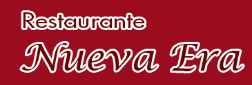 Logotipo del restaurante con la inscripci&oacute;n &ldquo;Nueva Era&rdquo; en letras blancas sobre fondo rojo.