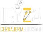 Logotipo de IBIZA Cerrajería con candado y llave amarillos formando la Z, más el texto “Locksmith”