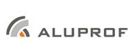Ein Logo für ein Unternehmen namens Aluprof auf weißem Hintergrund.