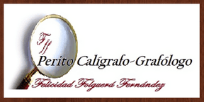 Logotipo con una lupa y el texto &laquo;Perito Cal&iacute;grafo-Graf&oacute;logo&raquo; sobre un fondo blanco