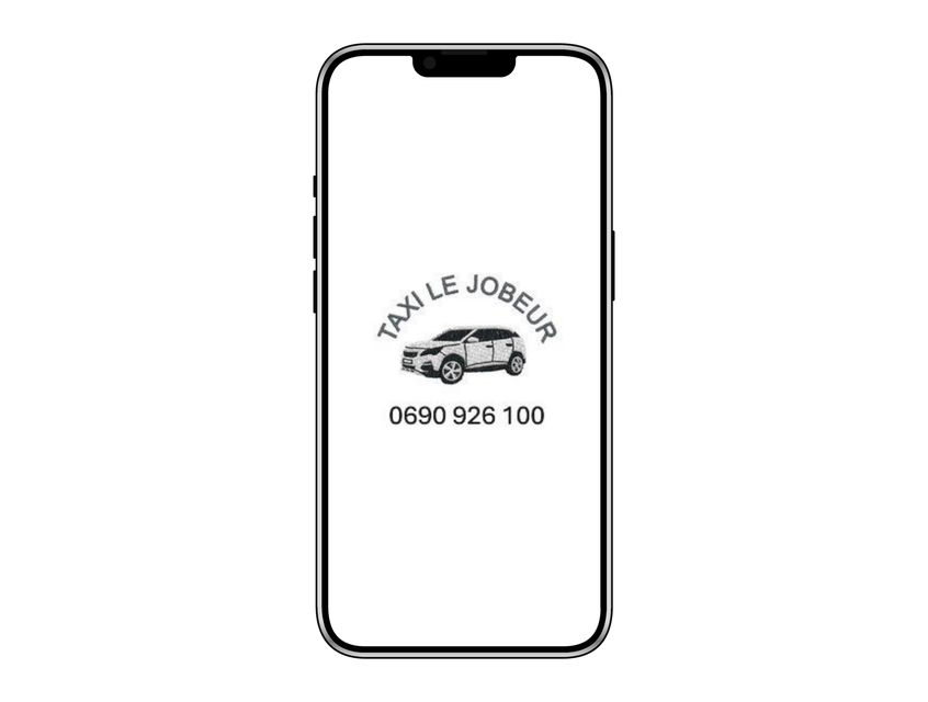 Smartphone affichant le logo Taxi le Jobeur.