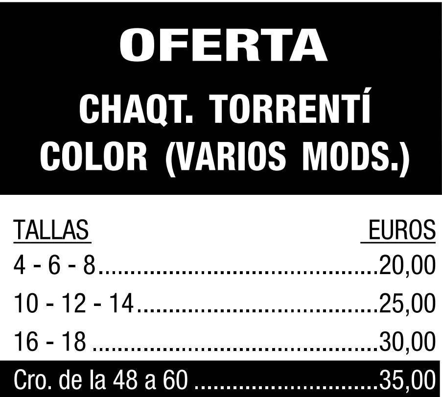 Lista de precios de las chaquetas 