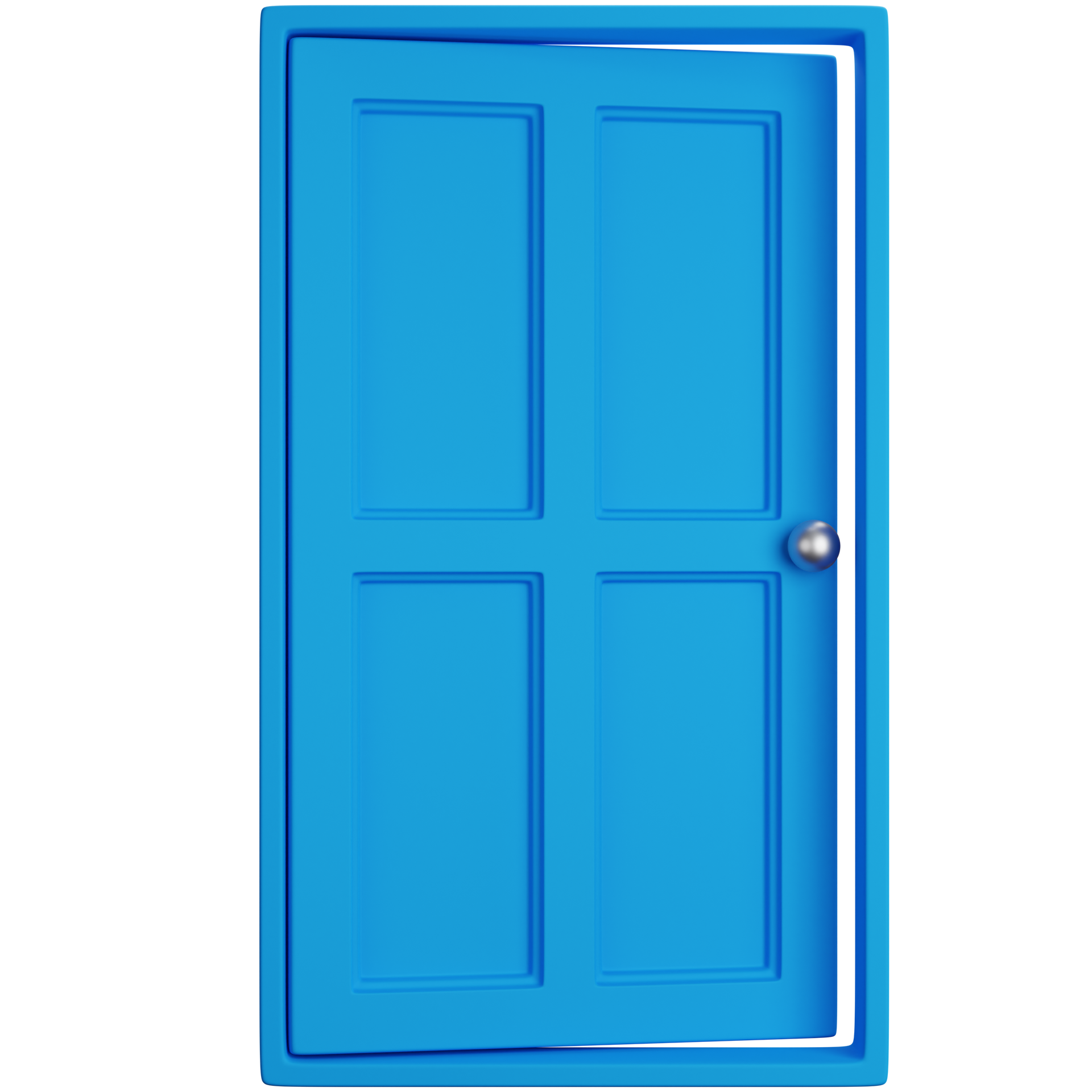 Porte bleu entrouverte