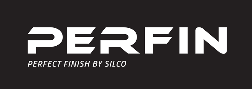 Das PERFIN-Logo ist weiß auf schwarzem Hintergrund, darunter der Slogan „Perfect Finish by Silco“.