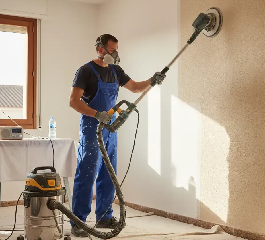 Lijadora de pared profesional con aspiración para quitar gotelé
