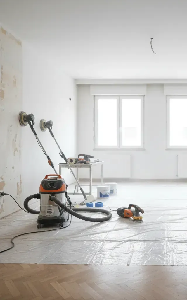 Alisado de paredes sin polvo en Benicarló con aspiración industrial.