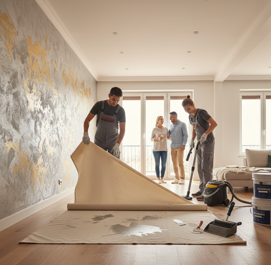 Pintores finalizan tareas de limpieza