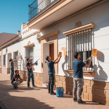 Un hombre que lleva una máscara está pintando con aerosol una pared en una habitación.