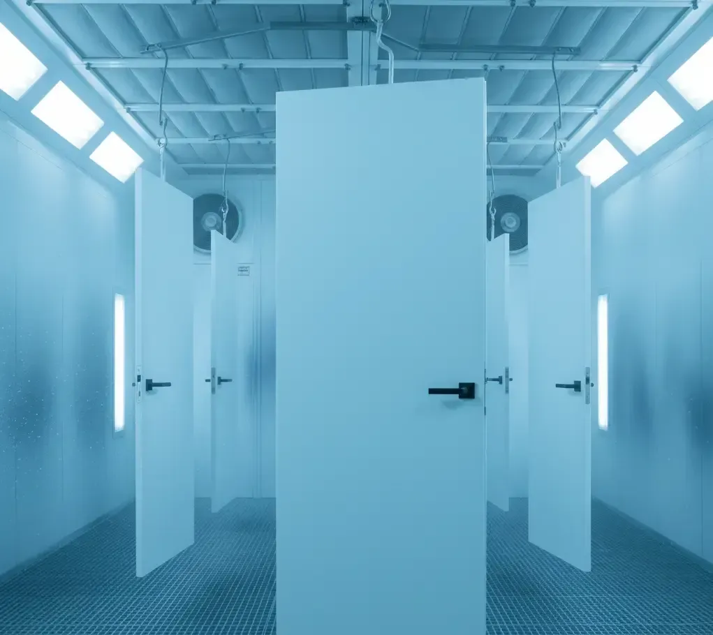 Puertas lacadas en blanco mate con tratamiento anti-UV en Castellón.