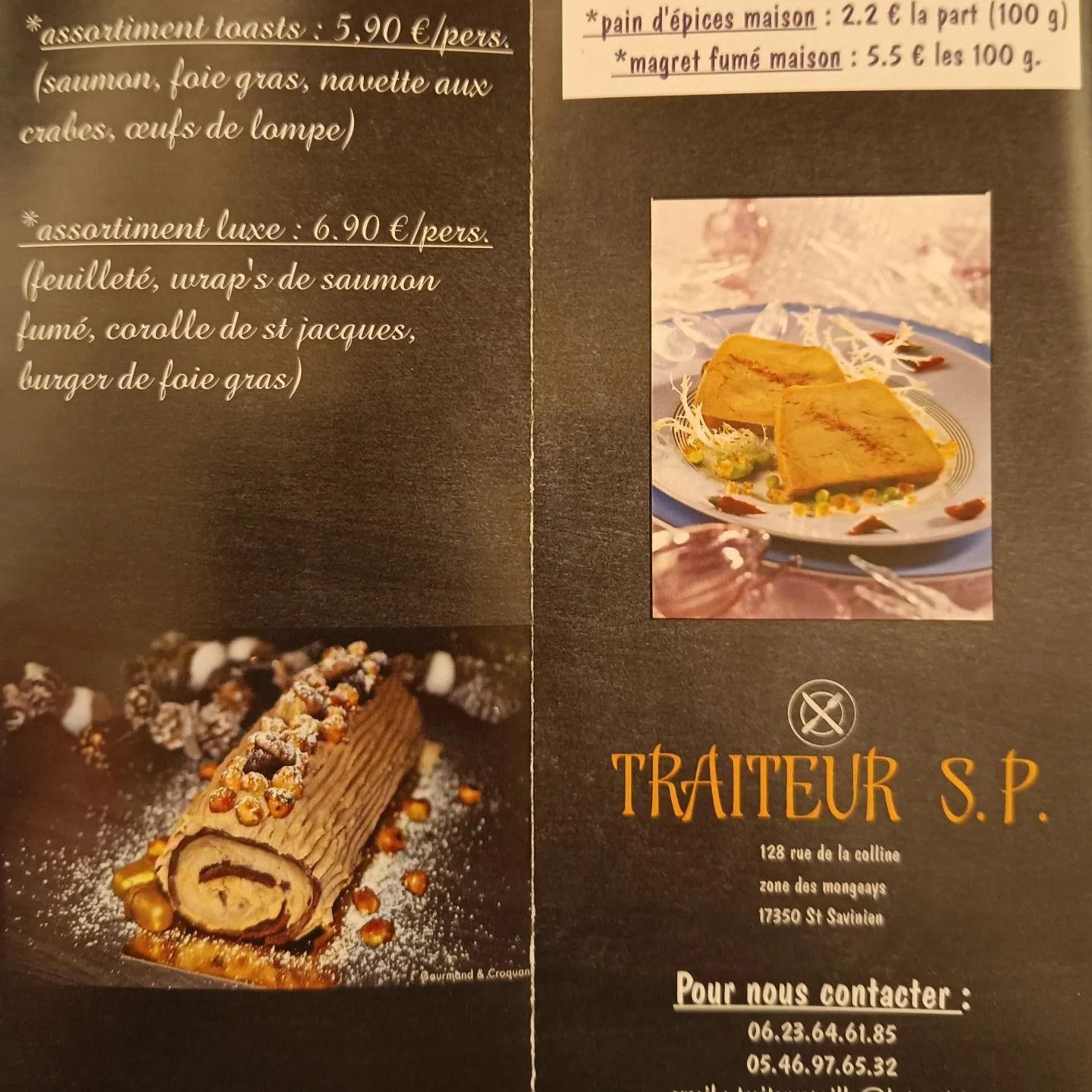 Quatrième page menu de Noël