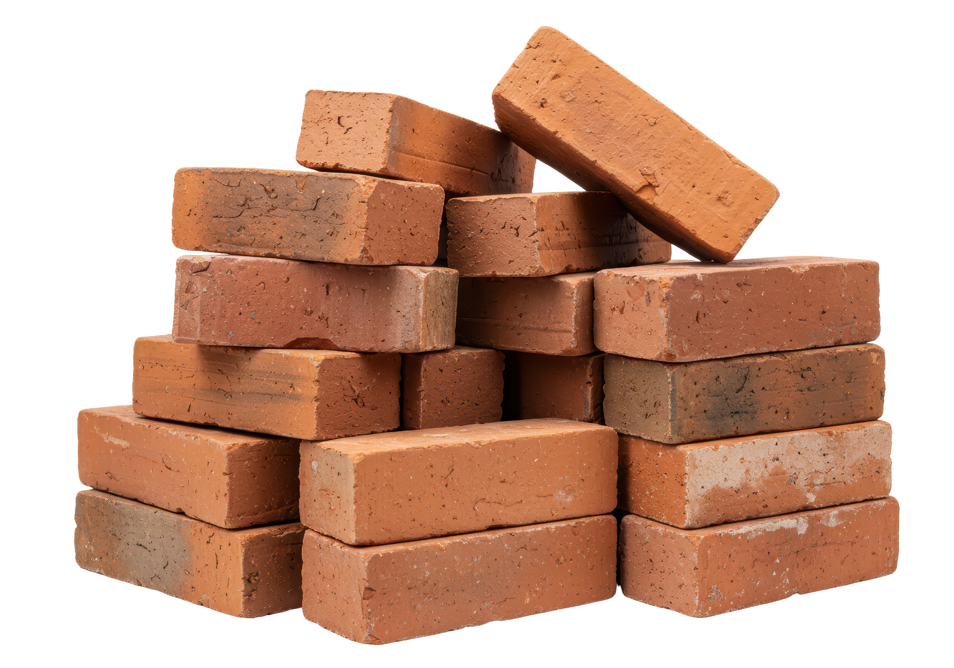 Pile de briques rouge-orange.