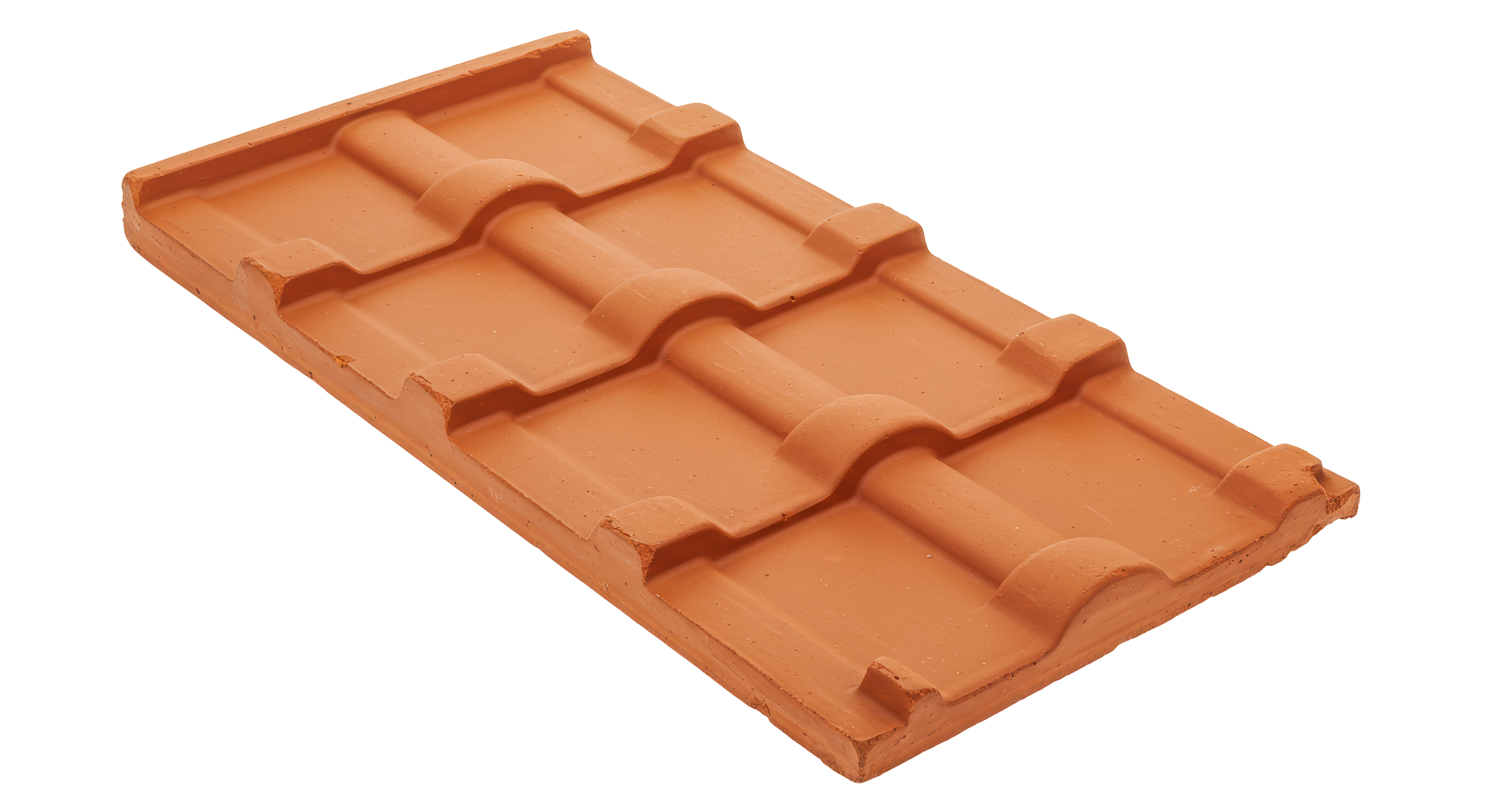 Tuile en terre cuite à arêtes courbes.
