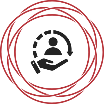 Original Oberlausitzer Baumkuchen GmbH & Co. KG - Icon Offene Hand mit Pfeil und Figur