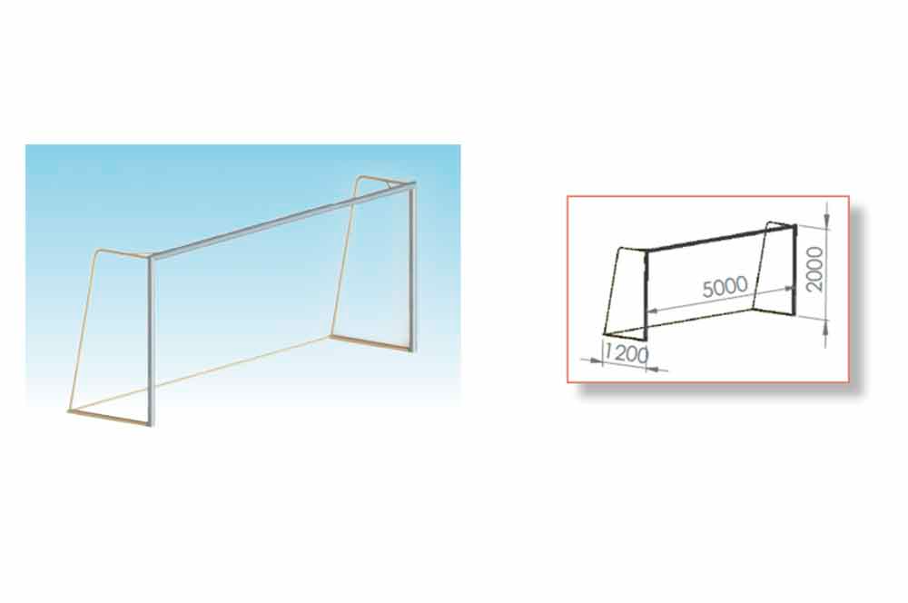 Una imagen de una portería de fútbol y un dibujo de una portería de fútbol.