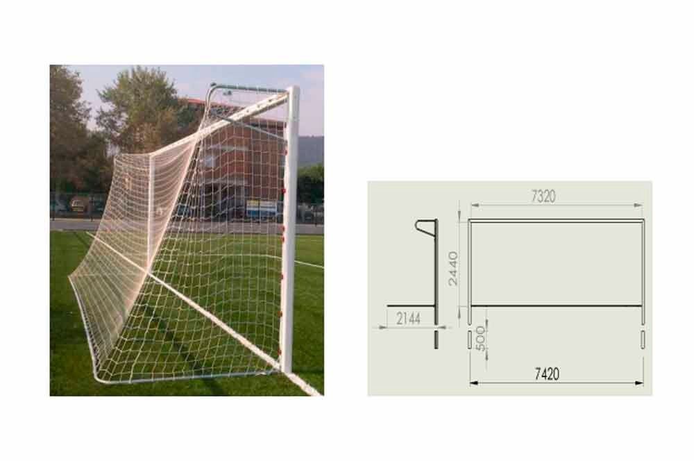 Una imagen de una portería de fútbol y un dibujo de una portería de fútbol.