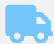 Un icono de camión de reparto azul sobre un fondo blanco.