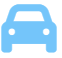 Un icono de coche azul sobre un fondo blanco.