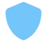 Un icono de escudo azul sobre un fondo blanco.