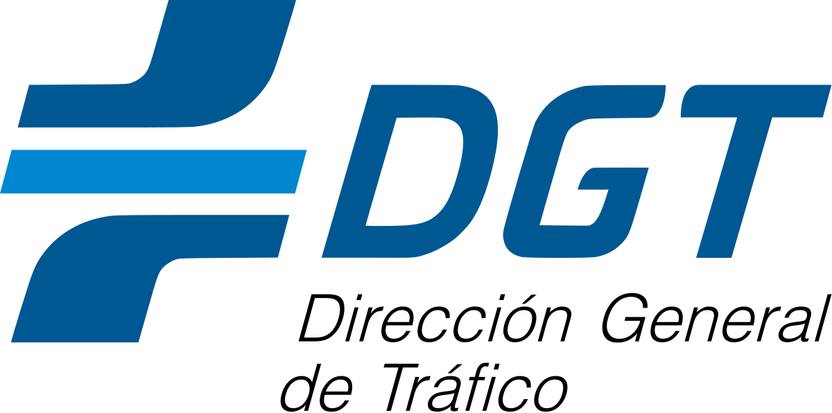 A blue and white logo for dgt direccion general de trafico