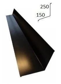 Musta metallinen kulmalista, jossa mitat 250 ja 150