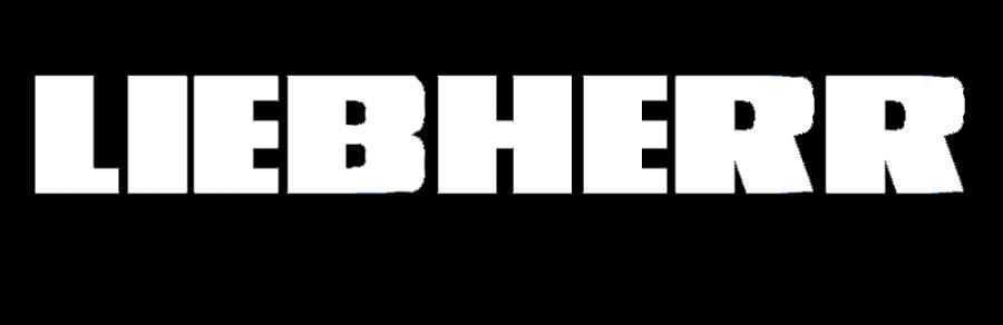 Un logotipo de Liebherr blanco sobre un fondo negro