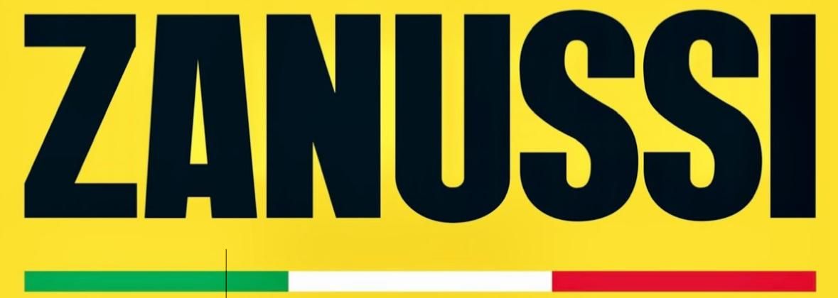 Un cartel amarillo que dice Zanussi.